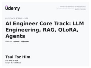 My udemy cert of AI Engineer core track course